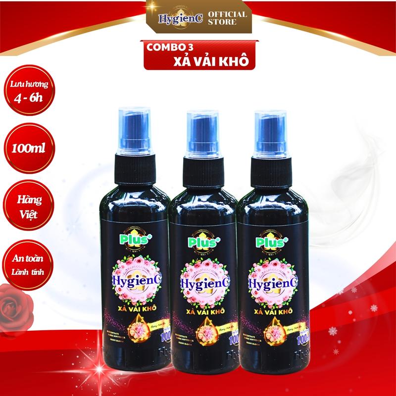 [Combo 3 chai] Nước xả vải khô HygienC Plus+ dạng xịt - Dung tích 100ml