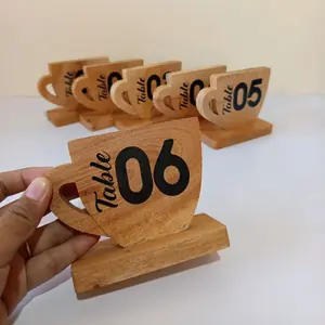 Nomor meja caffe / resto | Nomor meja model cangkir | Nomor meja kayu