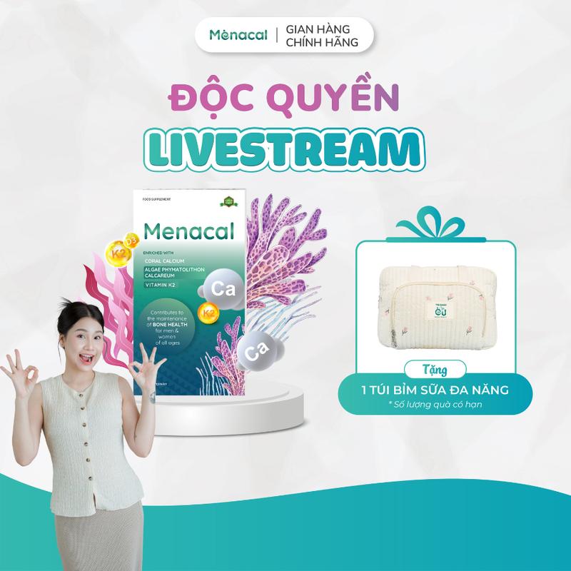 [THANH TRẦN X MENACAL] Canxi EU tảo biển Menacal bổ sung canxi cho mẹ bầu, mẹ sau sinh, người lớn, trẻ em từ 6 tuổi hộp 60 viên