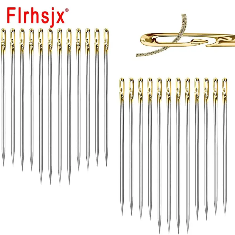 Kim Khâu Tay Bằng Thép Không Gỉ, 12 Cái, Kim Khâu Mới, Không Cần Chỉ, Chỉ Cần Móc Dây Trong Lỗ Mở Bên Đuôi Không Cần, Tự Làm Cho Người Già Mù Nhiều Kích Cỡ Darning 6