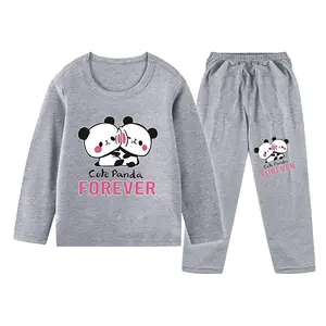 Setelan Baju Tidur Gambar Panda Lucu Kaos & Celana Panjang Anak Perempuan Ukuran XS-XXL ID-12 Nyaman Dengan Mesin DTF Berkualitas