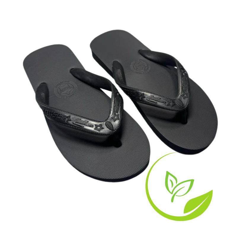 Dép Thái Lan Full Đen cá sấu dép cao su dép xỏ ngón tông lào dép nam đế bằng dép boy phố