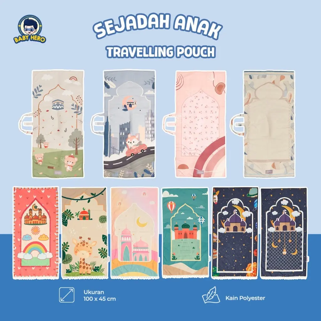 Sajadah Anak Omiland + Free Pouch – Sajadah Travelling Anak Laki-Laki & Perempuan