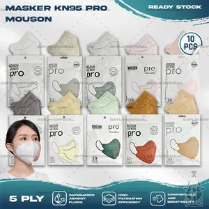 Masker KN95 PRO MOUSON 5PLY 10PCS Putih Hitam Abu Warna Hybrid Surgical Mask