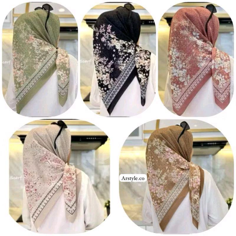 Hijab Segiempat Voal motif premium /Hijab segiempat Cantik Muslim Nyaman Santai Katun Square Kerudung 8