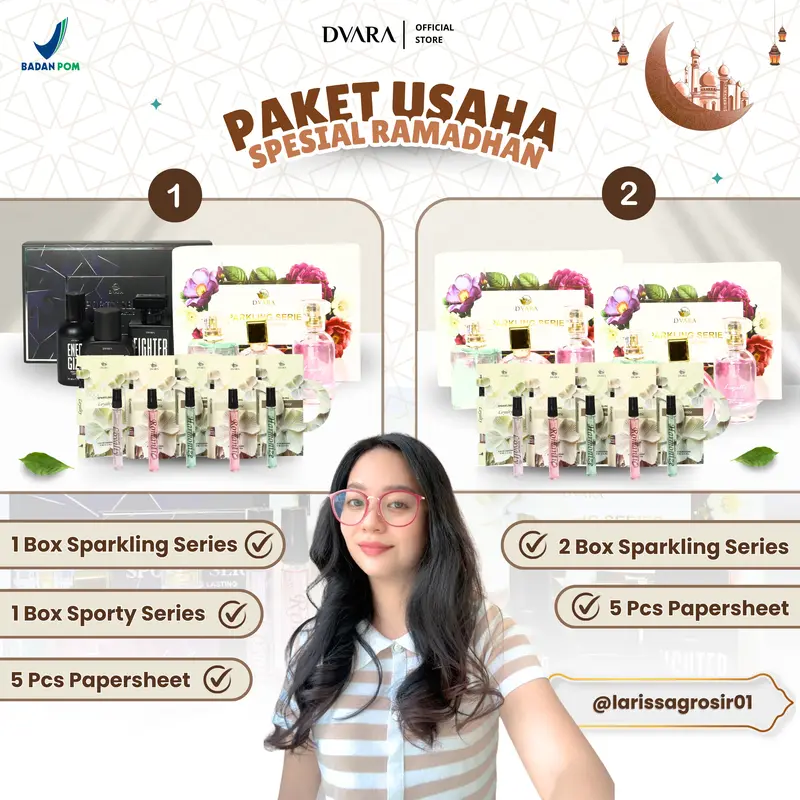 PAKET USAHA SPECIAL LIVE BY KAK LARISSA SUPER HEMAT 2 BOX SPARKLING & 5 PAPER SHEET 1