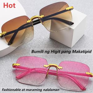 Fashion  For Women UV Protection New Arrival  Frameless  Square Rimless Gradient Lens Retro Fashion Beach Shades titanium frame oval sunglasses 3m glass pen salamin hand supermans conzorr frosted red men reggae tube
