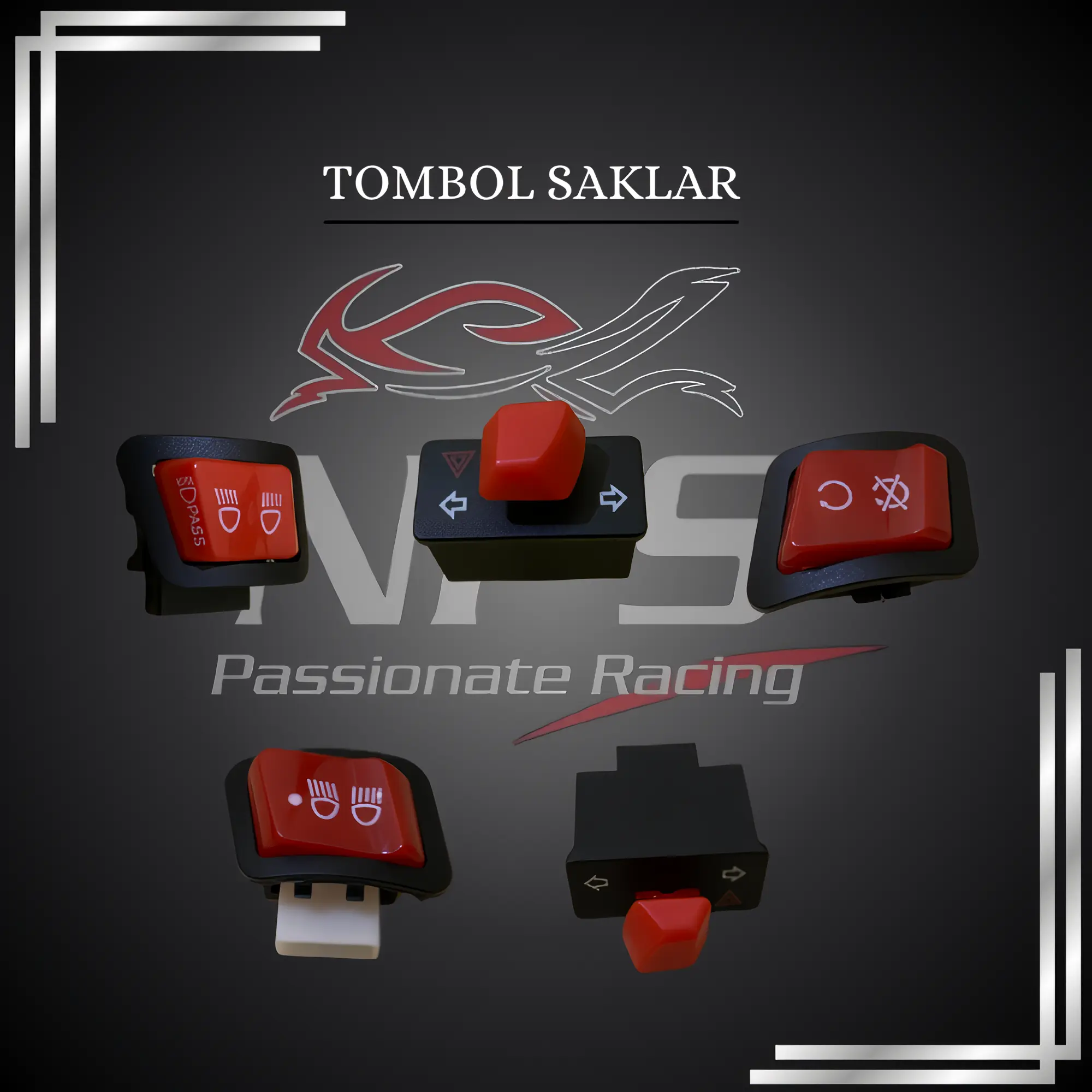 Tombol Saklar Sein / Sen / Sign + Hazard Honda Merah ukuran 30mm 34mm Vietnam PNP Beat , Vario Scoopy , Supra , Revo