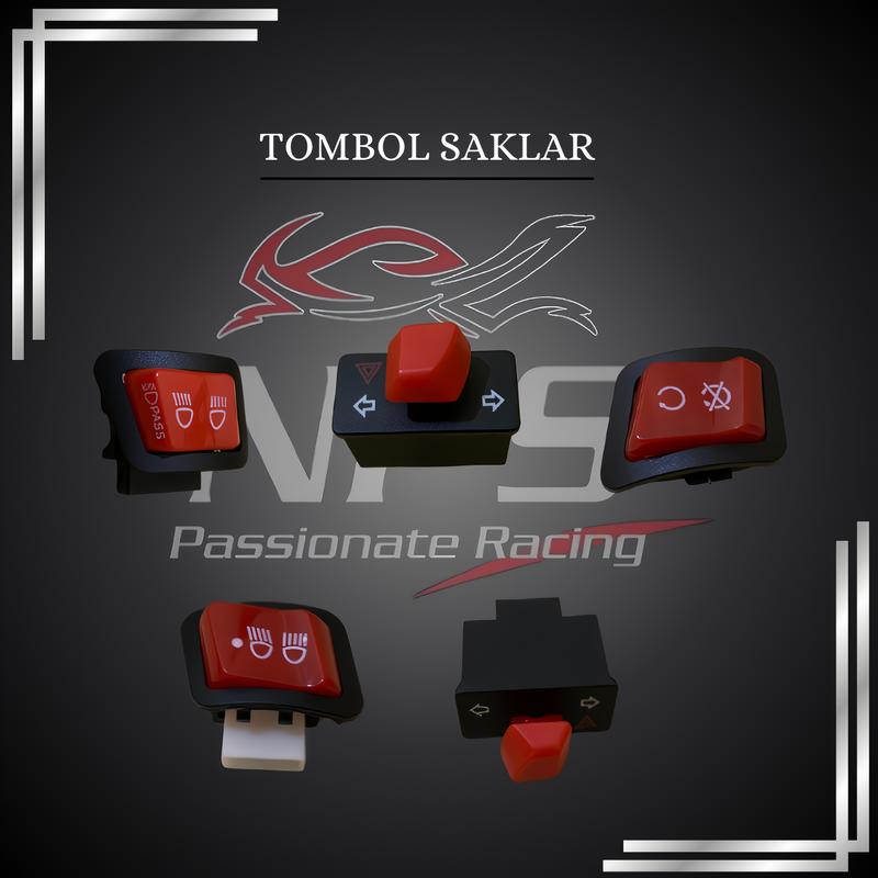 Tombol Saklar Sein / Sen / Sign + Hazard Honda Merah ukuran 30mm 34mm Vietnam PNP Beat , Vario Scoopy , Supra , Revo 0