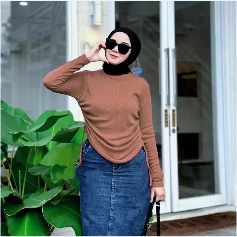 VALEN BLOUSE RIB SERUT - ATASAN KNIT SERUT WANITA MODEL TERBARU 6