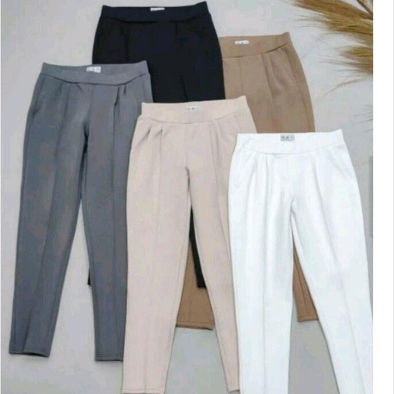 BAGGY PANTS SCUBA PREMIUM CELANA PANJANG CELANA SCUBA Fit Garis Kain Karet Melar Tebal Lembut Wanita 0