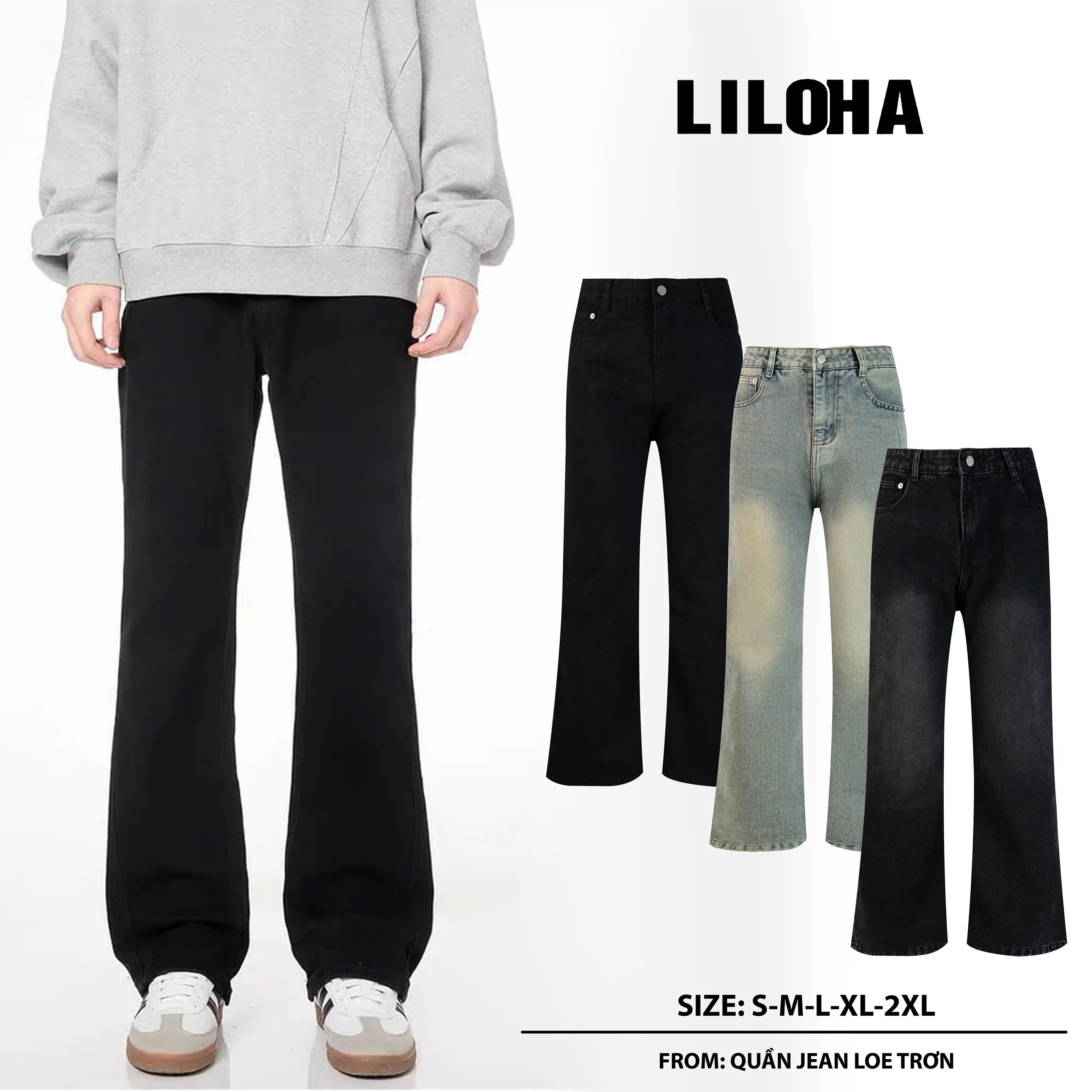 [LILOHA x DEAL MỞ BÁN] QUẦN JEAN TRƠN LOE NHẸ LILOHA WASH NHIỀU MÀU_Quần Jean Menswear Q3
