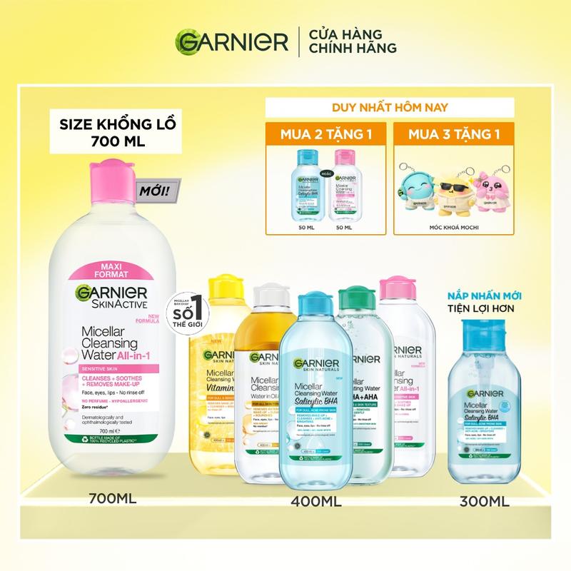 Nước Tẩy Trang làm sạch sâu dịu nhẹ cho mọi loại da - Garnier Micellar Cleansing Water 400ml