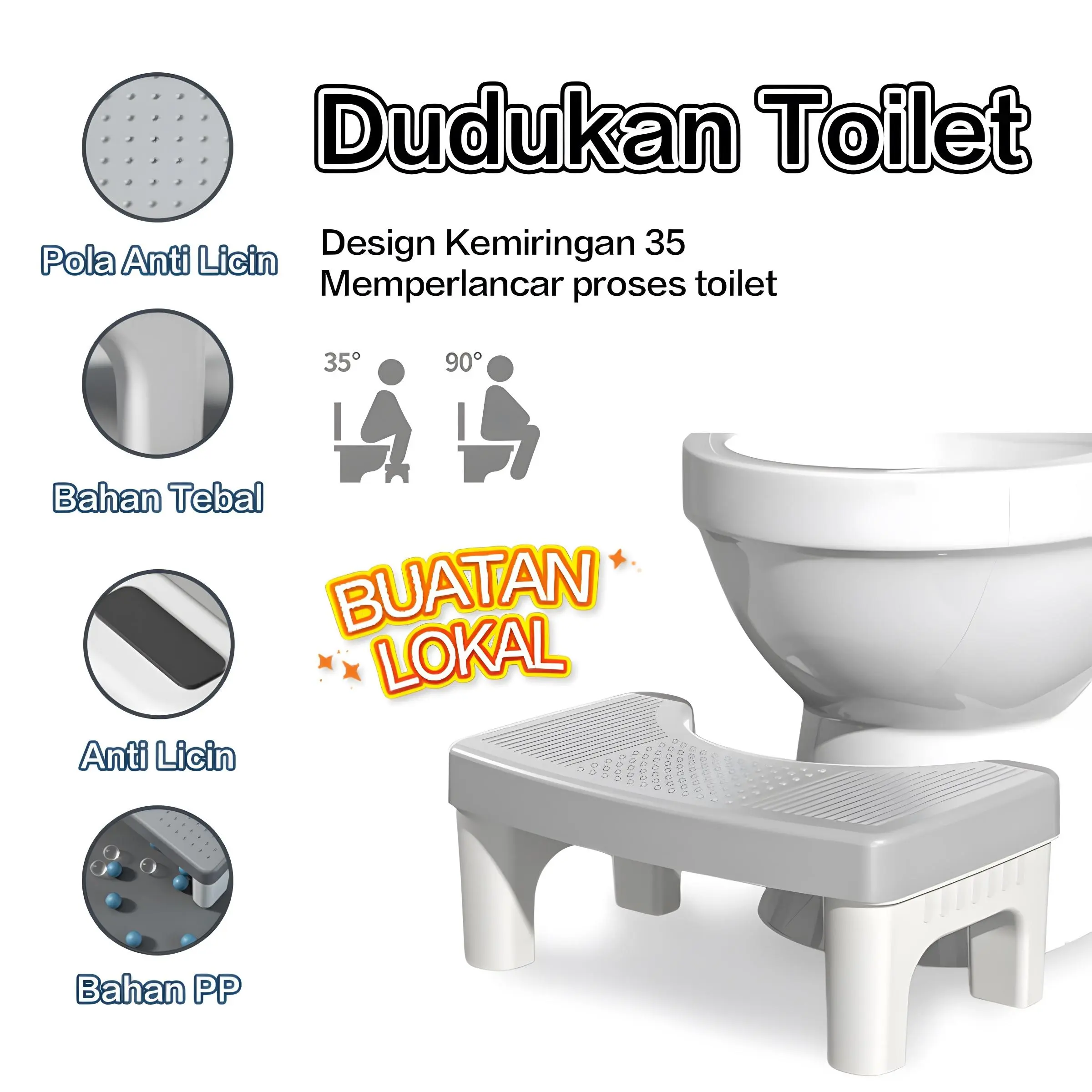【BELI LOKAL】Starlight Bangku Pijakan Kloset Bangku Dudukan Kaki Toilet Kursi WC Foldable Toilet Stool HSB115