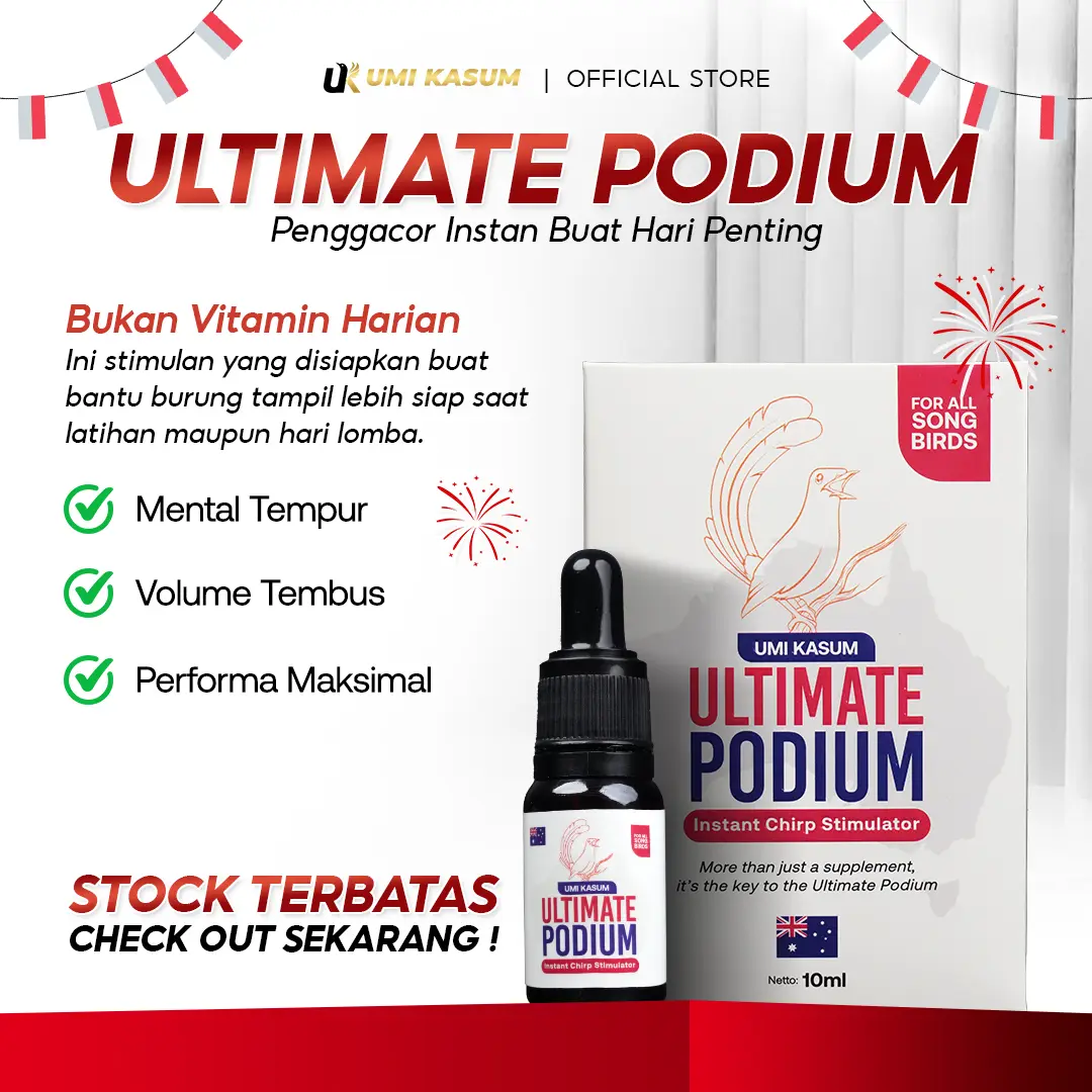 Umi Kasum - Ultimate Podium Vitamin Burung Penggacor Instant untuk Semua Burung 10ml Formula Premium | GMV | VUP