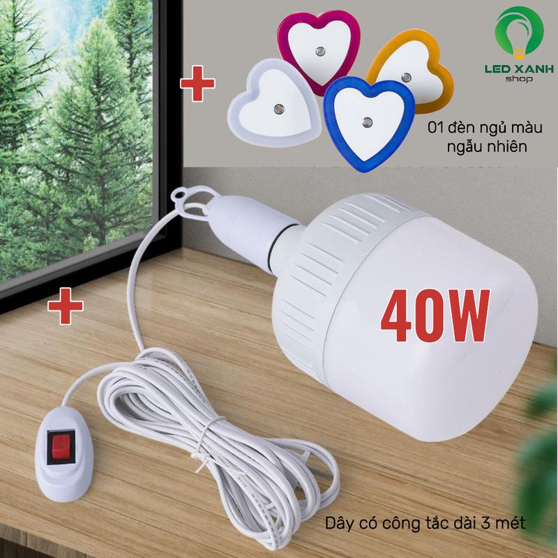 Combo 3 sản phẩm (Bóng đèn Led 40W sáng trắng  + 1 đèn ngủ cảm ứng + 1 Dây đuôi đèn có sẵn công tắc)