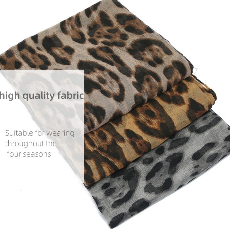 Product Introduction of High quality women's scarves for outdoor travel,Large scarf, 180cm x 80cm, made of Bali Yarn fabric, classic star leopard print, suitable as a hair scarf for women 3