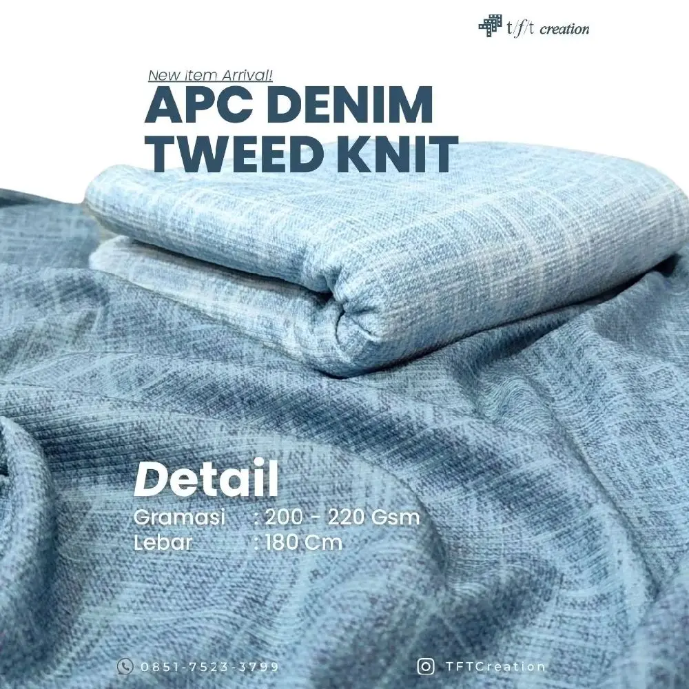Bahan Kain APC Denim Tweed Knit Premium | Tekstur Denim Tweed Unik Adem Nyaman | Jaket Outer Blouse