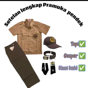 Tersedia!!!  untuk SD SMP DAN SMA baju pramuka setelan lengkap / setelan pramuka anak laki-laki / baju pramuka / celana pramuka / celana coklat / baju coklat.