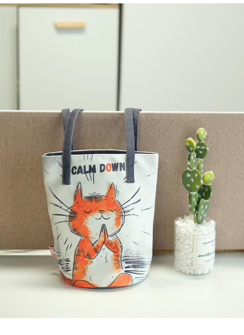Product Introduction of Original cute illustrations, student commuting fashion, cartoon literary girl, shoulder bag, cloth bag, extended bucket bag 7
