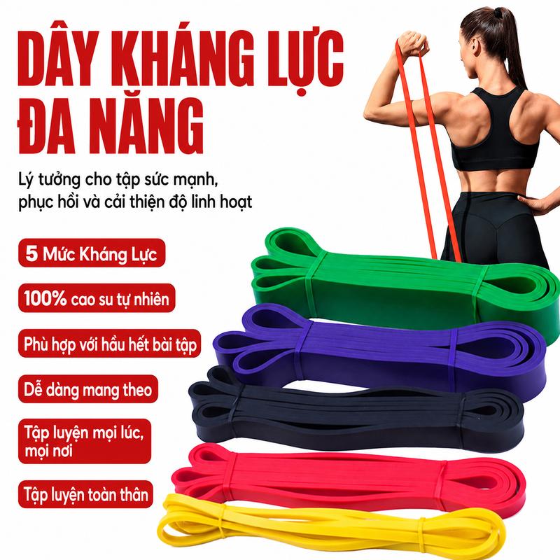 Dây Cao Su Kháng Lực Đa Năng Hỗ Trợ Tập Thể Thao Tại Nhà hỗ trợ tập Gym, Yoga,…