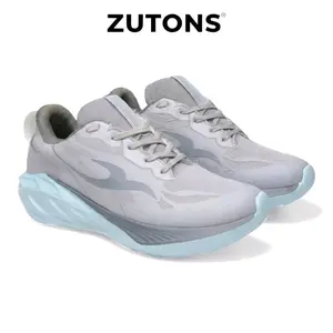 Zutons Racer Fast - Sepatu Olahraga Lari Unisex Abu Abu Ultra Lightweight & Premium Breathability untuk Running Jogging dan Latihan Kebugaran Pria Outdoor dengan Desain Modern dan Sol Anti-Slip