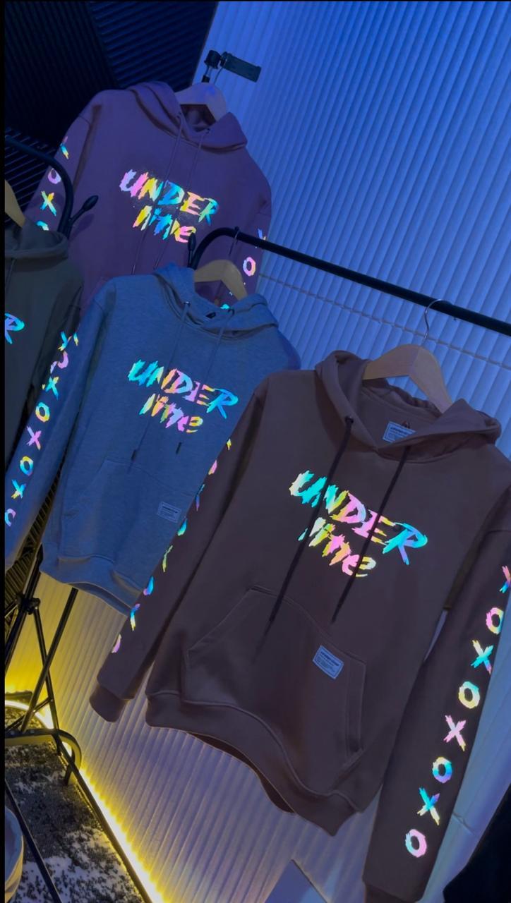 Product Introduction of UNDERLINE - HOODIE REFLEKTIF MENYALA MOTIF X O X O SIZE M - XXL PRIA WANITA FLEECE TEBAL GRAMASI 280 UNISEX l RAINBOW 21