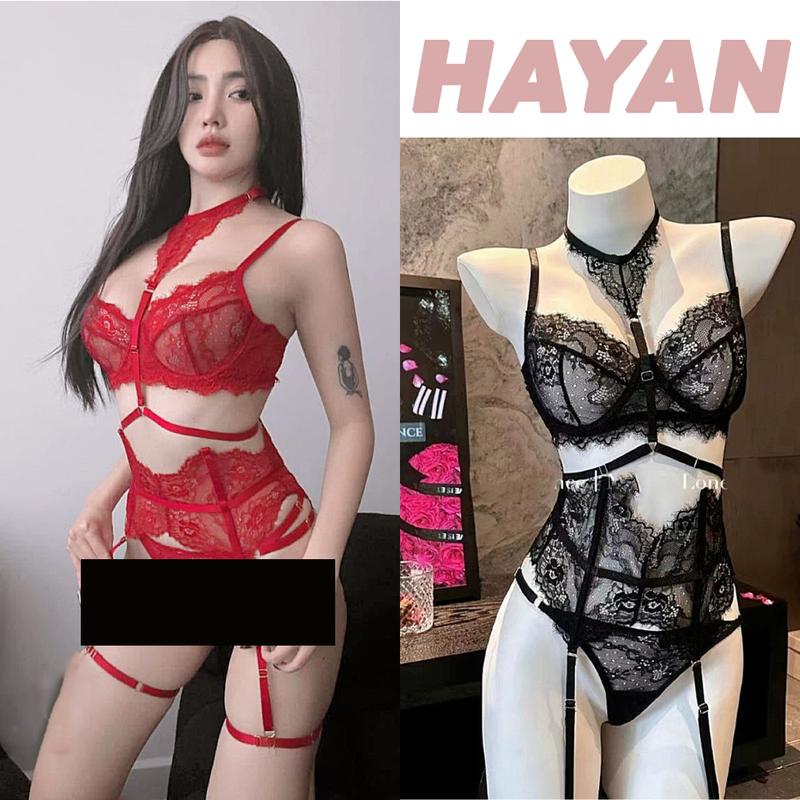 HT552 Set cosplay nội y ren,bộ đồ lót lingerie bralette kèm dây đai nối đùi gợi cảm HT552