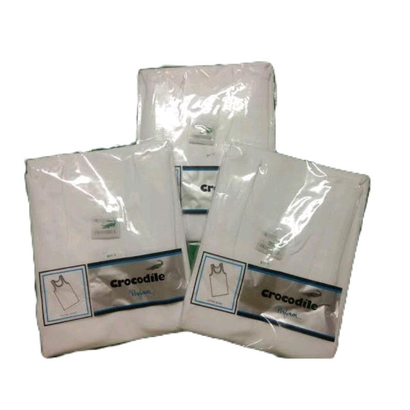 (3pcs)Singlet Crocodile  Pria  Katun 801 V./ Kaos dalam  Cowok Putih./kaos dalam  Dewasa Remaja 0