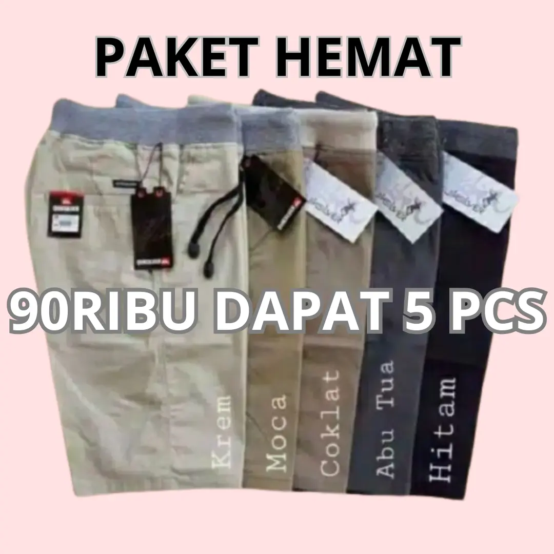 Promo Paket 5Pcs Dengan Harga 100ibu Celana Chinos Pendek Pria /Celana Pendek Cinos Nyaman Panjang Santai Twill Shorts Lembut Katun  Hitam Distro