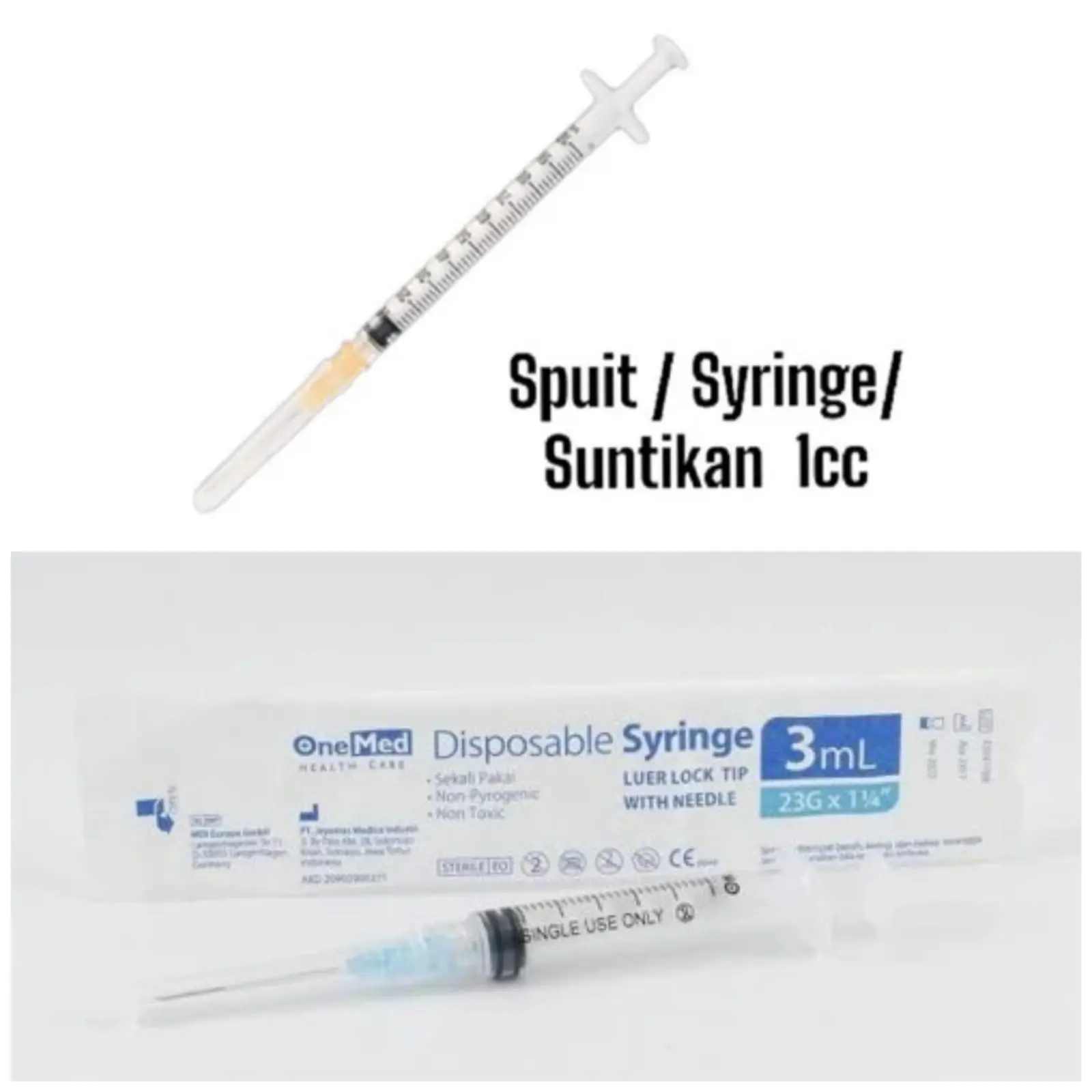 Suntikan 1 ml cc 3 ml cc Disposable Syringe Needle Jarum Suntik Spuit 1ml 1cc 3ml 3cc