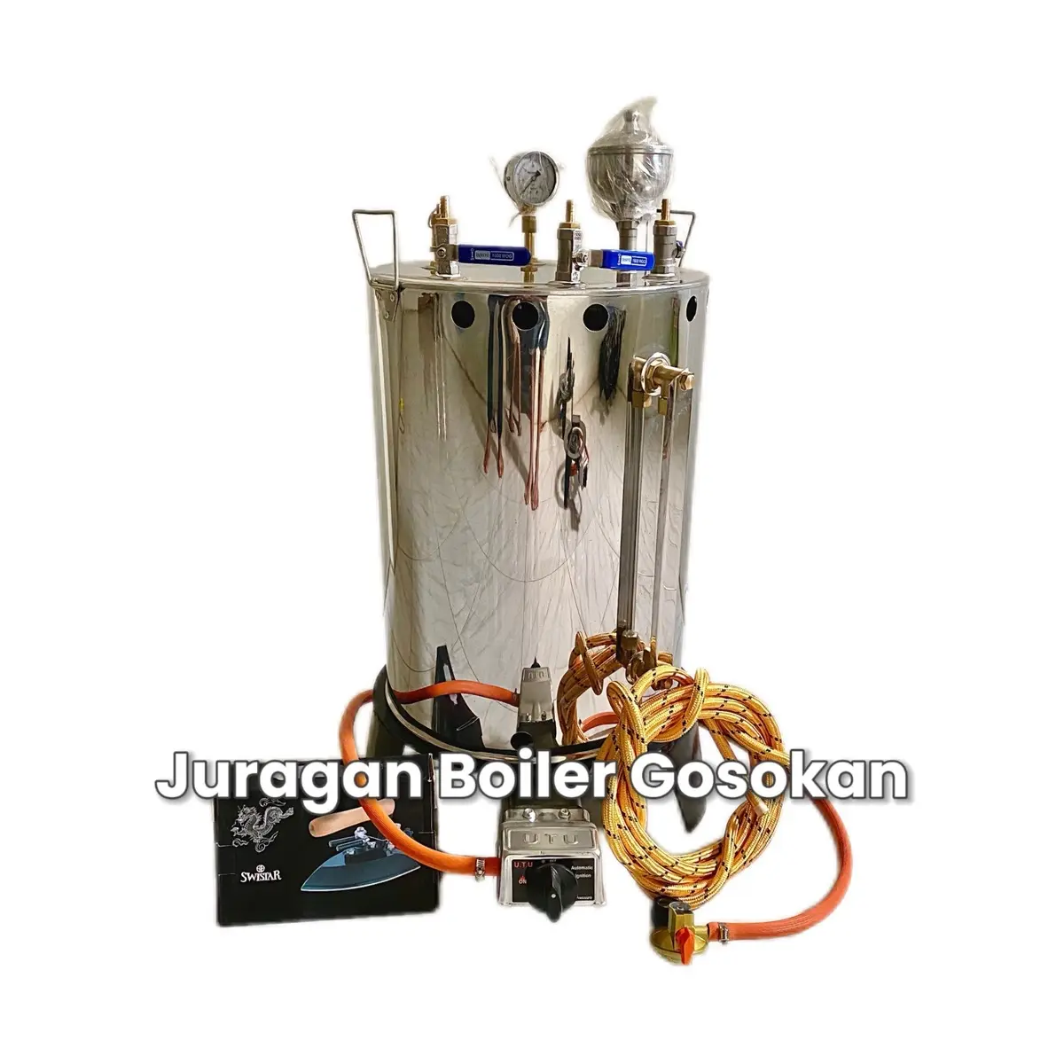Setrika Uap Boiler Laundry 10 Liter Komplit Fullset Kompor Besar Packing Kayu - JBG
