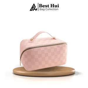 Tas Kosmetik Motif Kotak Waterproof / Pouch Cosmetic Bahan Kulit Sintesis / Travel Pouch Kekinian Terbaru - SG02 Kantong Wanita waterrproof type b tas rias