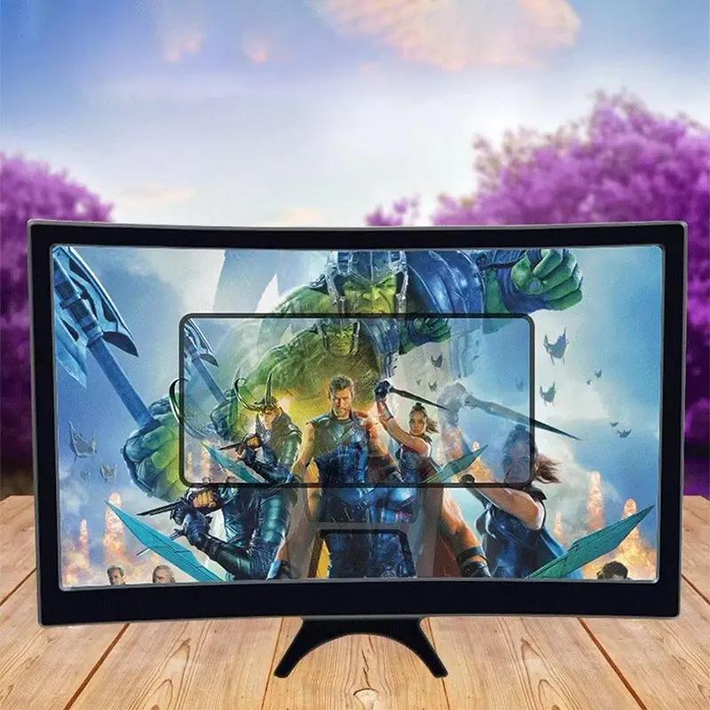 12 Inch màn hình lớn 3D HD màn hình cong của bộ khuếch đại màn hình điện thoại di động video điện thoại thông minh phóng đại giá đỡ bộ khuếch đại