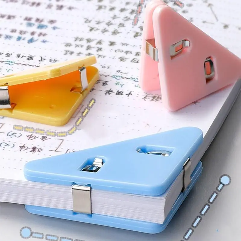 Multifunctional transparent corner clips, triangular file folders for test papers and books, stationery, A4 paper, ticket storage and organization clips 0