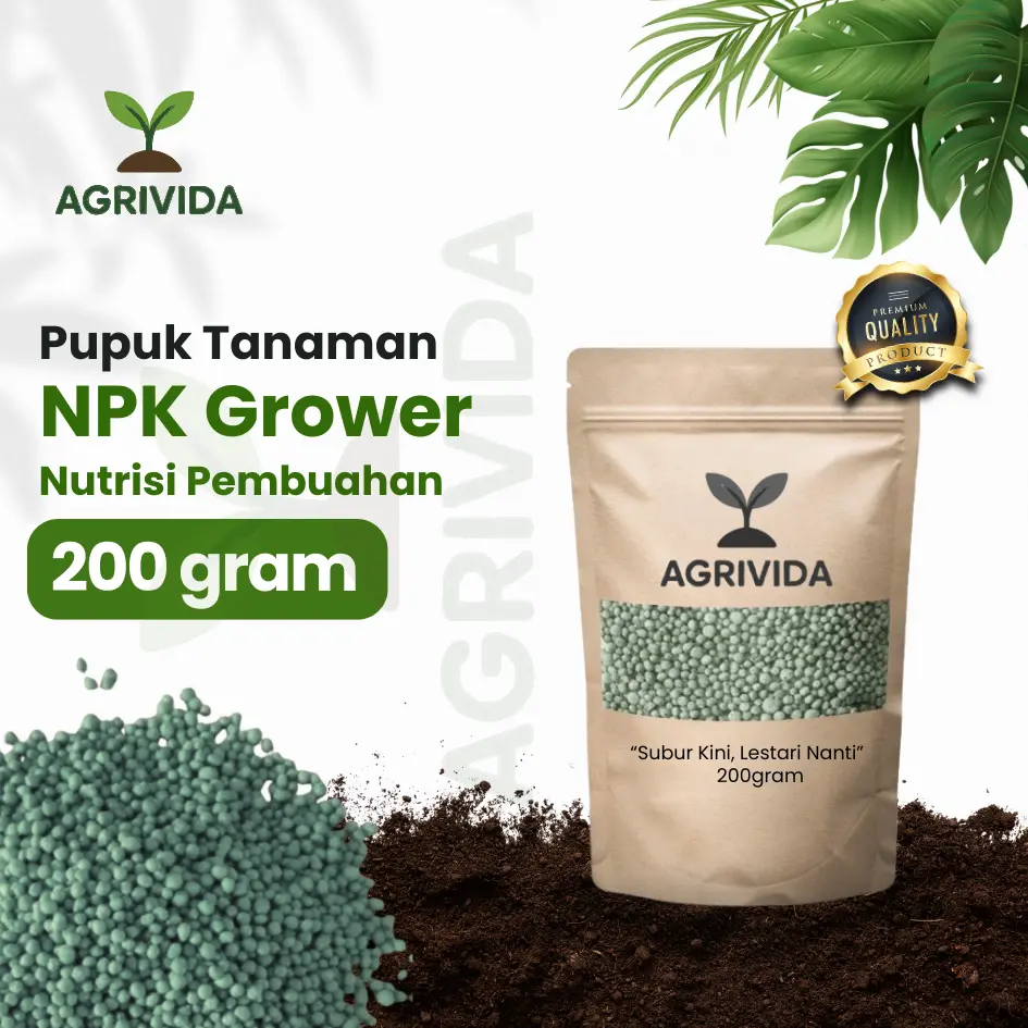 Pupuk NPK Grower 200gr | Nutrisi Lengkap untuk Tanaman Sayur, Buah, Bunga - Meningkatkan Hasil Panen & Pertumbuhan Optimal