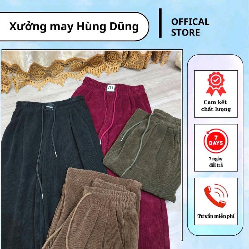 Nhung Đẹp Quần Suông Nhung Nữ QCCC Chất dày dặn Cạp cao có túi quần dài mùa đông Women Pants quần nhung