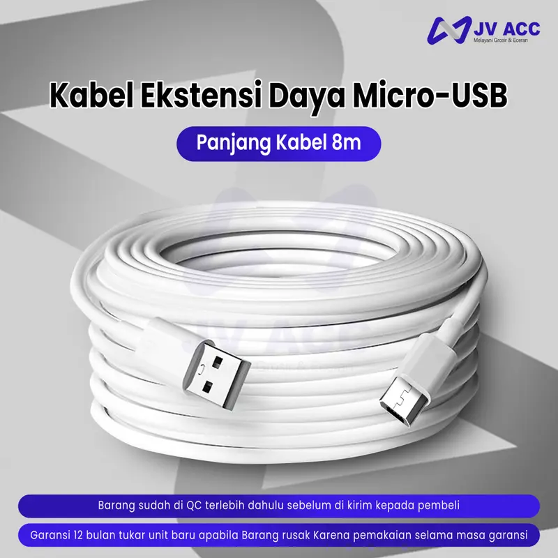 KABEL CHARGER KAMERA CAMERA CCTV MICRO USB PANJANG KABEL 8 METER 0