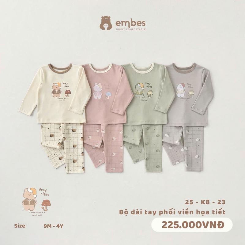   CFV  Bộ quần áo dài tay phối viền hoạ tiết cho bé Embes Việt Nam từ 9 tháng - 4 tuổi - 25-K8-23 