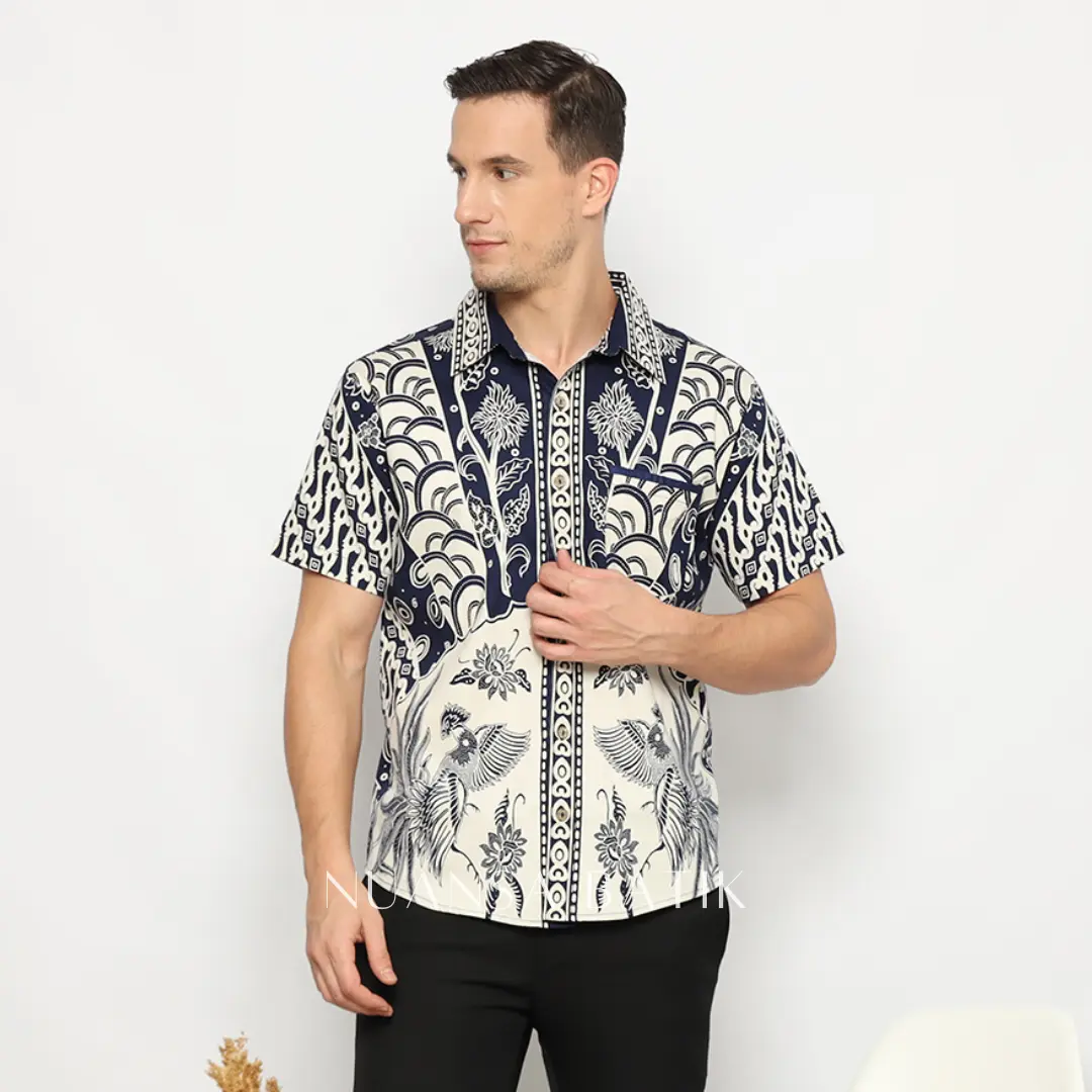 Nuansa Batik Hem Batik Pria Lengan Pendek Bahan Katun Stretch