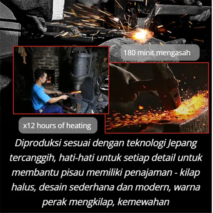 3-LAYER ANTI-RUST KNIFE/Mongolian Kitchen Knife 3 Layer Original/Japanese Knife/3 LAPISAN ANTI KARAT PISAU/Pisau Dapur Mongolia 3 Lapisan Asli/Pisau Jepang/Pisau Baja Serbaguna Jepang/Pisau Boning Profesional 7