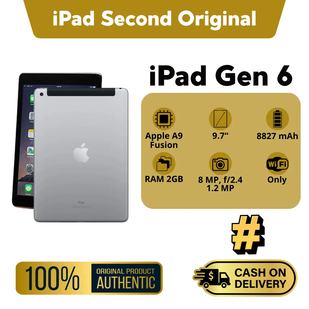 #[SECOND] PCDIY iPad Gen 6 Apple Original Bekas | Bergaransi | Siap Kirim | Bisa COD | Termurah | Versi Full Update IOS 17 | Kerja | Game | Peforma Tertinggi