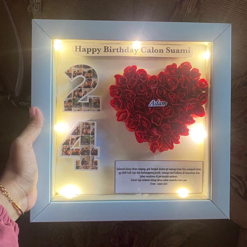 KADO ULTAH/ANNIVERSAY/WEEDING/ POPUP LAMPU FRAME BUNGA MAWAR - Shop ...