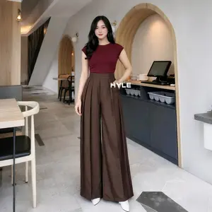 HYLE - Lavie Pants - Culote Palazzo Highwaist Celana Panjang Wanita - Celana Fashion Muslim Wanita - Celana Kantor Formal Casual Trendy