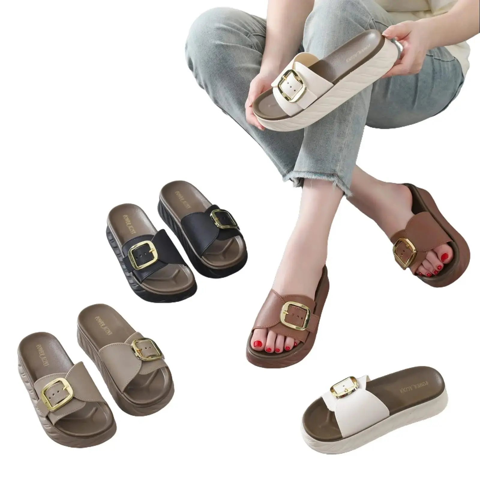Sandal Wanita Dewasa Slop tinggi | Sandal Wedges Perempuan | Sandal Wedges Karet 928-2 Sendal Jelly Cewek