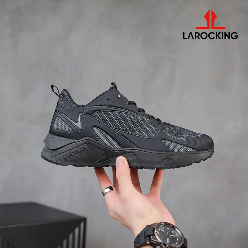 Promo Larocking - Vetro Hitam Polos | Sepatu Sneakers Running Gym Shoes 4