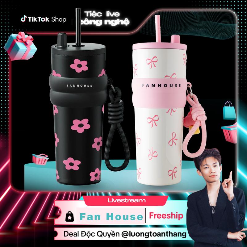   Fan House x LUONGTOANTHANG  Ly giữ nhiệt Candy inox 316 cao cấp bình giữ nhiệt 710ml có ống hút Fan House khắc tên theo yêu cầu 