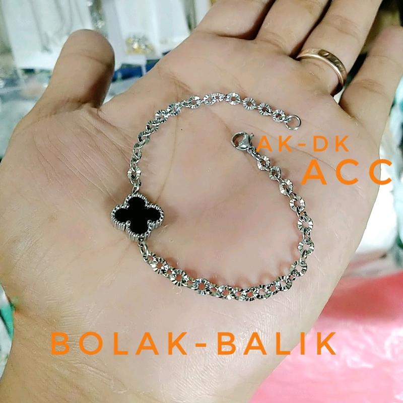 Gelang CLOVER Bolak-balik titanium wanita Bracelets Bangle 4