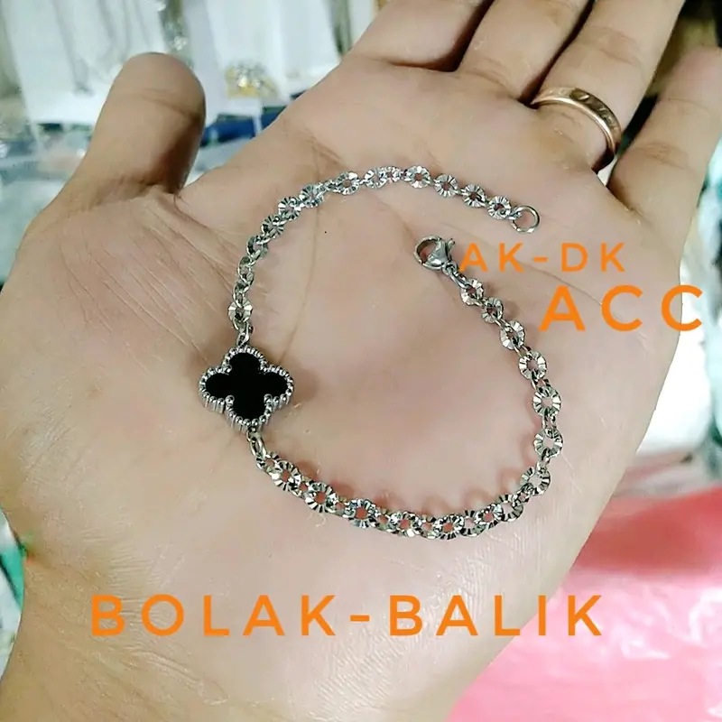 Gelang CLOVER Bolak-balik titanium wanita Bracelets Bangle 4