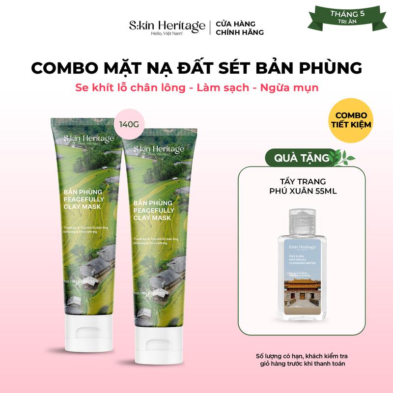 COMBO 2 Mặt Nạ Đất Sét Bản Phùng Làm Sạch Sâu, Ngừa Mụn, Se Khít Lỗ Chân Lông SKIN HERITAGE 70ml x 2